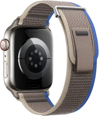 Produktbild von FFO2World Trail Loop Nylon-Sportarmband – Kompatibel mit Apple Watch 49/46/45/44/42 mm, Serien 1–11 und Ultra 1–3 – Grau/Blau