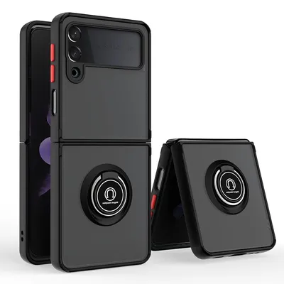 Obrázok produktu pre Pre Samsung Galaxy Z Flip4 5G Shadow Ring Case Puzdro na mobilný telefón Black / Red