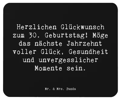 Produktbild von Mr. & Mrs. Panda Mauspad Spruch 30. Geburtstag Feier - Schwarz - Geschenk, computermatte, Glück, Happy Birthday, Alter, Mousepad, Jubilar, Gesundheit, pc mausunterlage