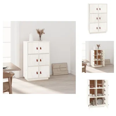 Obrázok produktu pre vidaXL Vysoká doska biela 67x40x108,5 cm z masívneho borovicového dreva - Príborníky