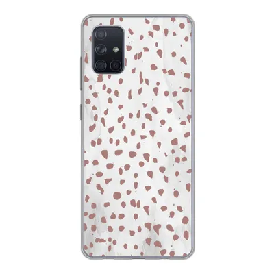 Produktbild von MuchoWow® Handyhülle Schutzhülle Hülle für Samsung Galaxy A71 Polka dots - Braun - Weiß Silikon Softcase Handy Hülle - Kartenbesitzer