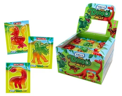 Obrázok produktu pre Zobraziť kompletné Vidal Dino Jelly Fruit Gum Dinosaur 66 kusov Fruit Gum Blister