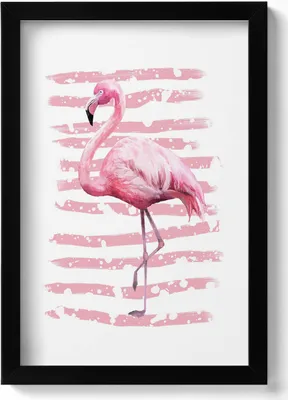 Produktbild von Flamingo-Grafik– Wandbild mit Rahmen – Gerahmtes Bild  – Wanddekoration – 20x30 cm – Schwarz