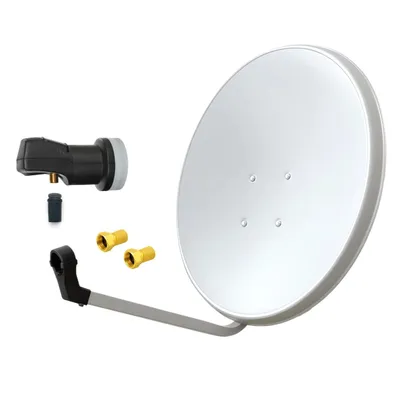 Produktbild von 60cm HD SAT Anlage weiss + Single LNB + 2x F - Stecker vergoldet