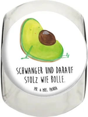 Produktbild von Mr. & Mrs. Panda Kaffeedose Avocado Schwangerschaft L 870ml - Weiß - Geschenk, Vorratsbehälter, Baby, Liebe, Aufbewahrungsdose, Bonbonglas, Geburt, Teedose, schraubglas