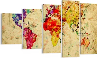 Produktbild von Bild auf Leinwand - Leinwandbild - Karte Welt modern - 100x60cm - Wand Bild - Wanddeko - Wandbilder - Leinwanddruck - Bilder - Kunstdruck - Wanddekoration - Leinwand bilder - Wandkunst - EG100x60-3582