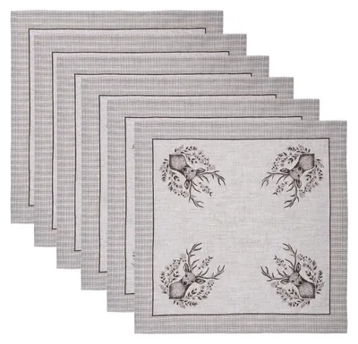 Image de Clayre & Eef Serviettes Coton Set de 6 40x40 cm Beige Coton Hirsch