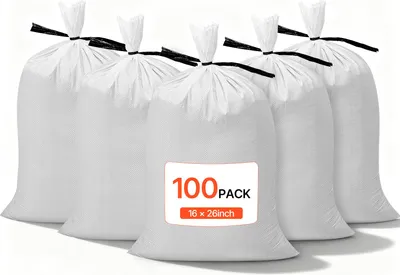 Obrázok produktu pre VEVOR vrecia s pieskom na povodne, balenie 100 ks, 400x660 mm, tkané vrecia s popruhmi, nosnosť 22,6 kg, polypropylénové vrecia s pieskom na vysokú vodu, odolné proti roztrhnutiu a UV žiareniu, na protipovodňové zábrany