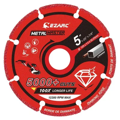 Zdjęcie produktu dla Tarcza diamentowa do cięcia 125 x 1,2 x 22,23 mm, przeznaczona do metali, stali, stali nierdzewnej, do szlifierki kątowej 125 mm