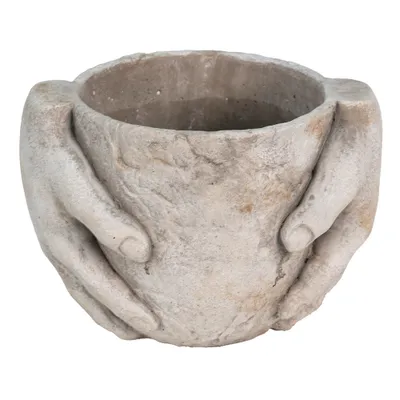 Immagine prodotto di Vaso da fiori Clayre & Eef 21x16x15 cm Mani di pietra grigia