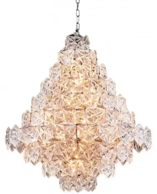 Immagine prodotto di Lampadario a sospensione Casa Padrino, stile barocco, finitura in nichel, diametro 80 cm, altezza 95 cm