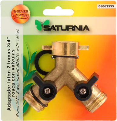 Produktbild von Messing-Schlauchadapter, 2 3/4-Zoll-Außenausgänge, Wasserhahn-Duplikator, 2-Wege-Adapter, 3/4-Zoll-Inneneinlass