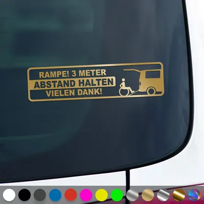 Produktbild von PantherPixel Rampe 3 Meter Aufkleber Abstand Halten Handicap Sticker Auto Geschenkidee Farbe Gold