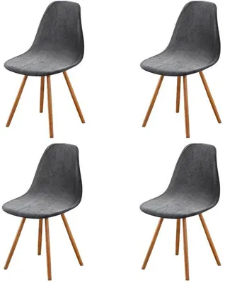 Produktbild von Unyqoos® 4er-Set graue Samt-Stuhlbezüge – dickes, elastisches Samtgewebe, maschinenwaschbare Hussen für Esszimmerstühle