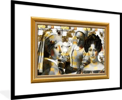 Produktbild von MuchoWow® Gerahmtes Poster Kunst - Alte Meister - Rahmen - Gold 90x60 cm - Poster mit Schwarzem Bilderrahmen Wandposter Rahmen Foto Bilder - Wanddekoration - Fotos