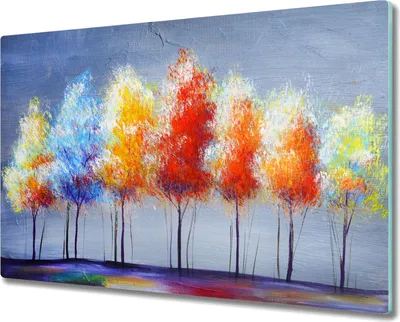 Produktbild von Coloray Küchenbrett Kochplattenabdeckung Hackbrett Schneidebrett Herdabdeckplatte 80x52 cm - Bäume