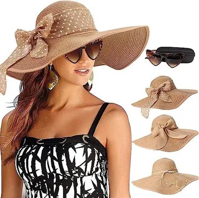 Produktbild von Famanu Sonnenhut Damen - Sommerhut - Strohhut UV - Strandhut - Hut für Erwachsene