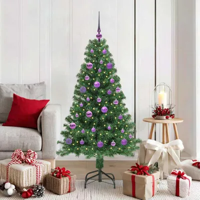 Imagen del producto de Maison Exclusive: Árbol de Navidad artificial con 150 luces LED, base incluida, color verde, 150 cm