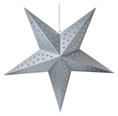 Imagen del producto de Clayre & Eef, estrella colgante, 90x20x90 cm, color plateado, de papel