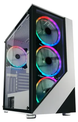 Produktbild von LC-Power Gaming 803W, Midi Tower, PC, Schwarz, Weiß, ATX, micro ATX, Mini-ITX, Metall, Kunststoff, Gehärtetes Glas, Gaming
