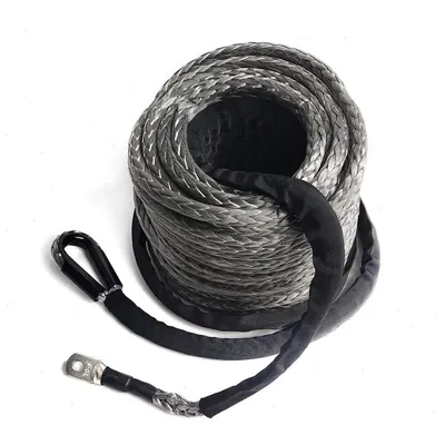Obrázek produktu pro Lano pro naviják – syntetické lano z UHMW-PE – 30 m x 10 mm – nosnost 10,5 t (10 500 kg) – tepelně odolné do 150 °C – pro navijáky ATV/UTV/4x4 – šedé