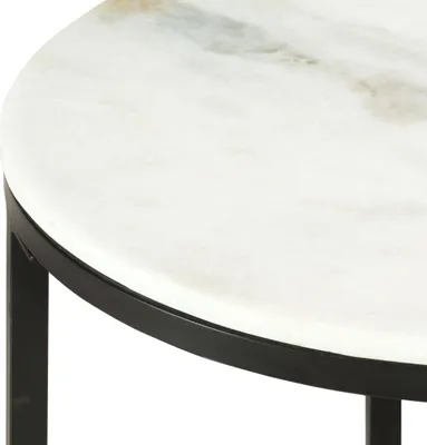 Produktbild von vidaXL Couchtisch Weiß und Schwarz Ø50 cm Echter Marmor