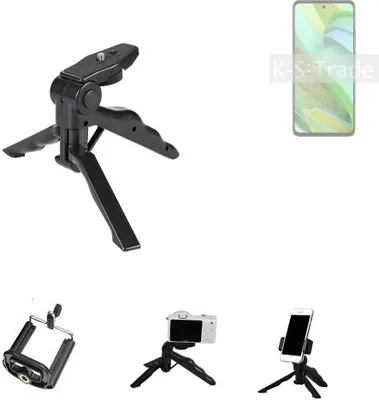 Produktbild von K-S-Trade Stativ Tisch-Ständer Dreibein Handy-Stativ Ständer kompatibel mit Motorola Edge 2022 Mini-Stativ Smartphone Tripod Handy-Stativ aus