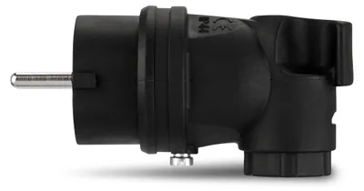 Produktbild von Winkelstecker IP44 16A 230V schwarz Gummi REV Schutzkontakt Stecker