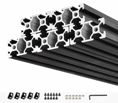 Immagine prodotto di SucceBuy 2040 Profili in alluminio, 6 pezzi da 2 m, profili con scanalatura a V anodizzati conformi agli standard UE, robusti profili estrusi, guide in alluminio per stampanti 3D, banchi da lavoro fai-da-te CNC e montaggio, nero