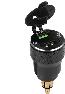Produktbild von 12V-24V Motorrad USB-Anschluss Ladegerät Steckdose mit LED-Anzeige EU-Stecker