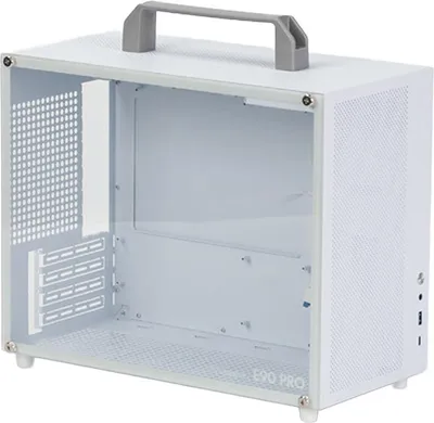 Produktbild von ALBOX E90PRO mATX Gaming PC Gehäuse mit hohem Airflow, unterstützt 4090, 240mm AIO, 6 Lüfter, kompakt, ATX-Netzteil, ITX/mATX, Weiß