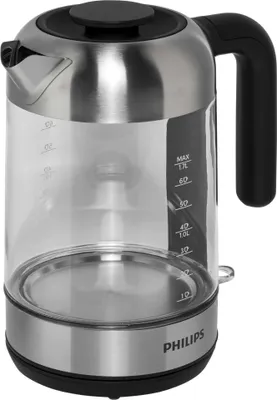 Produktbild von Philips Wasserkocher Series 5000 aus Glas, 1.7 L, Leuchtanzeige mit Klappdeckel und Kontrollanzeige, Metall (HD9339/80)