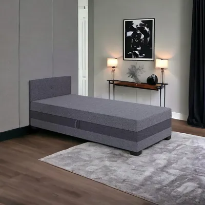 Obrázok produktu pre Jednolôžková čalúnená posteľ 90x195 MIRRY 1 - šedá / grafitová