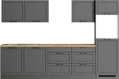 Produktbild von Held Möbel Küchenzeile ohne Geräte Lübeck 300 cm grau matt zerlegt Variante reversibel 1112.6331