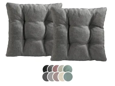 Produktbild von XDREAM 2er Set Stuhlkissen | 38 x 38 x 6 cm | hellgrau | Sitzkissen für Garten, Küche und Esszimmer