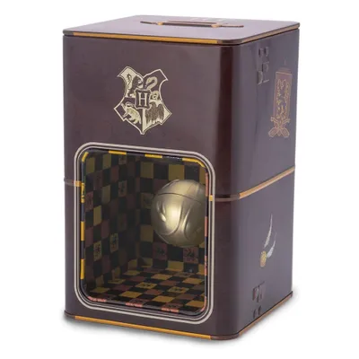A Harry Potter themed money box with a Golden Snitch inside.
