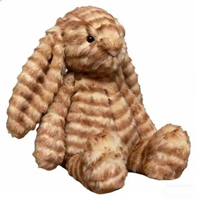 Produktbild von Plüsch Hase Kuscheltier – 35 cm – Tigerprint Kawaii Design – Weiches Stofftier – Süßer Kuschelhase für Kinder & Erwachsene