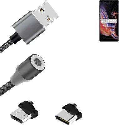 Produktbild von K-S-Trade Hochwertiges Magnet-Lade-kabel Sync-Kabel Daten-Kabel für Samsung Galaxy Note9 SD845 mit USB-Typ-C-Anschluss und Micro-USB-Anschluss 2A bis