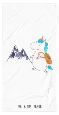 Produktbild von Mr. & Mrs. Panda Handtuch Einhorn Bergsteiger - Weiß - Geschenk, Strandtuch, Frotteehandtuch, Unicorn, Badehandtuch, Großes, Duschtuch, Abenteuer, Urlaub, Einhörner
