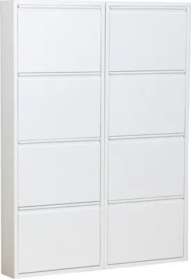 Produktbild von Pisa Schuhschrank mit 8 Klappen/ Türen in Metall weiss. Fertig montiert.