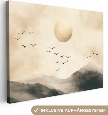 Obrázok produktu pre Plátno 40x30 cm - Japandi - Krajina - Béžová, obraz Moderné, nástenné dekorácie, maľba