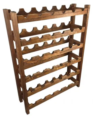 Obrázok produktu pre Regál na víno z borovicového dreva na 36 fliaš 76x100x23 cm farba Teak stojan na fľaše drevený regál do pivnice