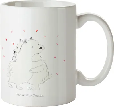 Produktbild von Mr. & Mrs. Panda Trinklernbecher Eisbär Umarmen - Weiß - Geschenk, Plastikbecher, Camping Tasse, Lustige Sprüche, Kindertasse, Henkelbecher, Haferl