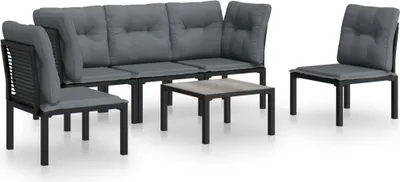Produktbild von vidaXL 6-tlg. Garten-Lounge-Set Schwarz und Grau Poly Rattan