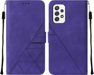Produktbild von Galaxy A72 4G Hülle, Schlank Prägung Flip Leder Kartenfächer Schutzhülle mit Ständer für Samsung Galaxy A72 4G / 5G Lila