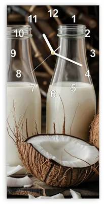 Produktbild von Wanduhr aus Glas mit Motiv Kokosnusslmahlzeit- 30 x 60 cm - inkl. Aufhängesystem