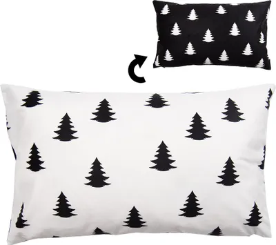 Produktbild von Clayre & Eef Kissenbezug 30x50 cm Weiß Schwarz Polyester Weihnachtsbaum