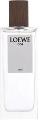 A clear, front-facing studio shot of a Loewe 001 Man Eau de Parfum bottle.