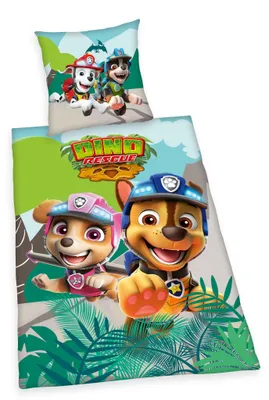 Produktbild von Herding Renforcé Wende Bettwäsche 2 tlg. 135x200cm Paw Patrol Dino Grün