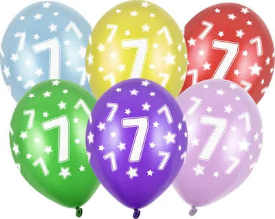 Produktbild von Luftballons 30cm, 7. Geburtstag, Metallic Mix (1 Packung / 6 Stück)